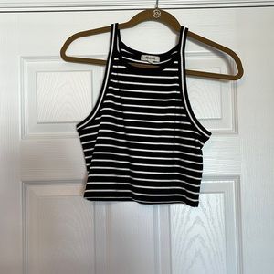 Black and white stripe crop top